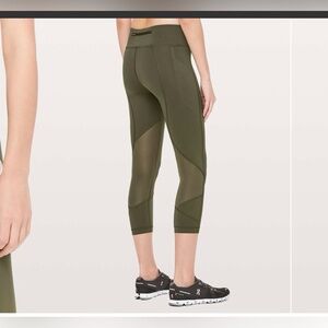 Lululemon Pace Rival Crop Full-On Luxtreme 22" Dark Olive Leggings Size 2